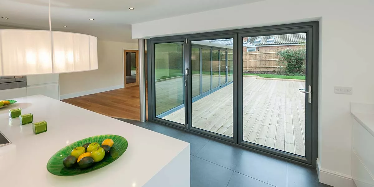 Grey Aluminium Bi-Folding Doors